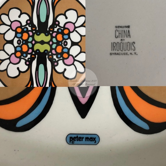 Peter Max Dinnerware 6pc Set Butterfly Vintage 70s Rare Cliff Dwellers Pop Art - Picture 3 of 5